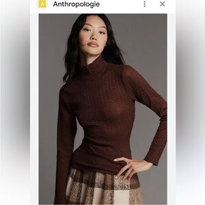 Anthropologie Maeve Turtleneck Long Sleeve Textured Top Brown Shirt Size Medium